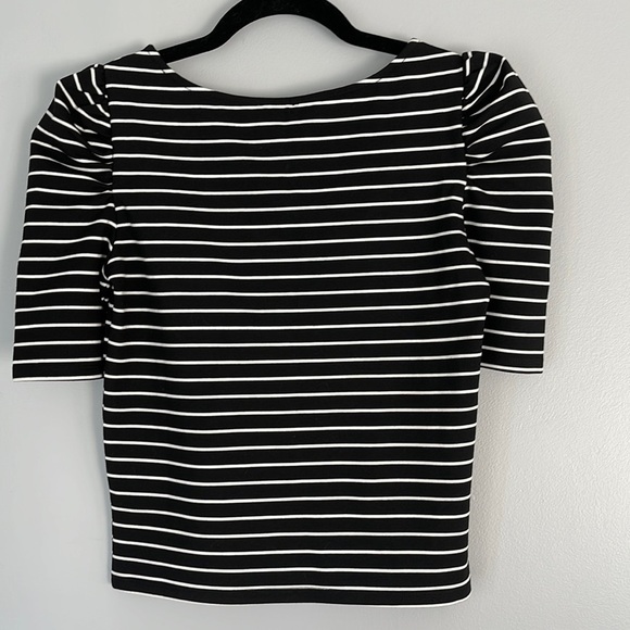 NWT 𝅺TORN by Ronny Kobo Small Puff Shoulder Striped Crop Top - Picture 6 of 10